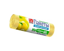 Мешки для мусора 60 л, ароматизированные, Лимон, желтые, в рулоне 20 шт., ПНД, 9 мкм, 650х550 мм, GRIFON Aroma, 101-023 Li