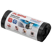 Мешки для мусора 20 л, черные, в рулоне 30 шт., ПНД, 8 мкм, 500х450 мм, LAIMA, 601376