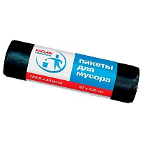 Мешки для мусора 160 л, черные, в рулоне 20 шт., ПВД, 30 мкм, 1200х870 мм, PACLAN Professional, 604082 в Апатитах