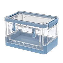 Ящик пластиковый складной прозрачный, дно синее, 360х235х230 мм, с колесиками в Апатитах