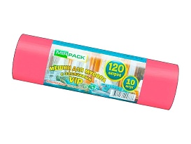 Мешки для мусора 120 л, с завязками, красные, в рулоне 10 шт., ПНД, 15 мкм, 800х750 мм, VIP, Z12010red в Апатитах