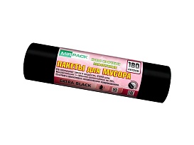 Мешки для мусора 180 л, ароматизированные, черные, в рулоне 10 шт., ПВД, 50 мкм, 1100х930 мм, EXTRA black, 18008301 в Апатитах