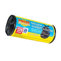 Мешки для мусора 120 л, черные, в рулоне 20 шт., ПНД, 15 мкм, 1100х700 мм, Крепак, 4607075710207 в Апатитах