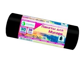 Мешки для мусора 30 л, черные, в рулоне 20 шт., ПНД, 7 мкм, 600х500 мм, MIRPACK Classik, 302040 в Апатитах