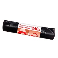 Мешки для мусора 240 л, черные, в рулоне 10 шт., ПВД 100 мкм, 1350х900 мм, Концепция Быта, 603887 в Апатитах