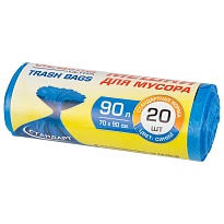 Мешки для мусора 90 л, синие, в рулоне 20 шт., ПНД, 14 мкм, 900х700 мм, LAIMA ULTRA, 607693 в Апатитах