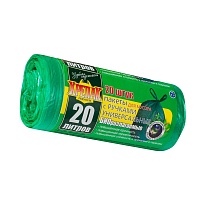 Мешки для мусора 20 л, биоразлагаемые, с ручками, черные, в рулоне 30 шт., ПНД, 10 мкм, 550х440 мм, Крепак, 4607075710047 в Апатитах