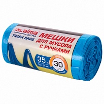 Мешки для мусора 35 л, с ручками, синие, в рулоне 30 шт., ПНД, 9 мкм, 540х500 мм, LAIMA ULTRA, 607683 в Апатитах