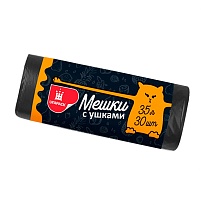 Мешки для мусора 35 л, с ушками, черные, в рулоне 30 шт., ПНД, 10 мкм, 655х500 мм, Comfort, М6064 в Апатитах