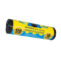 Мешки для мусора 120 л, с ушками, черные, в рулоне 10 шт., ПНД, 13 мкм, 1050х680 мм, Крепакоф, 4607075710252 в Апатитах Мешки для мусора 120 л, с ушками, черные, в рулоне 10 шт., ПНД, 13 мкм, 1050х680 мм, Крепакоф, 4607075710252 в Апатитах