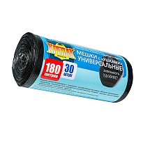 Мешки для мусора 180 л, с ушками, черные, в рулоне 30 шт., ПНД, 20 мкм, 1150х800 мм, Крепак, 4607075710399 в Апатитах