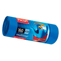 Мешки для мусора 160 л, с ушками, синие, в рулоне 10 шт., ПВД, 30 мкм, 1250х900 мм, PACLAN Multitop, 604064 в Апатитах
