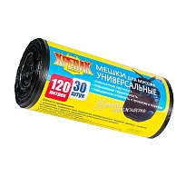 Мешки для мусора 120 л, черные, в рулоне 30 шт., ПНД, 15 мкм, 1100х700 мм, Крепак, 4607075710122 в Апатитах
