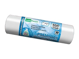 Мешки для мусора 300 л, белые, в рулоне 10 шт., ПВД 70 мкм, 1400х1000 мм, PREMIUM+, 300101602 в Апатитах