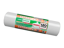 Мешки для мусора 120 л, белые, в рулоне 10 шт., ПНД, 14 мкм, 1100х700 мм, EXTRA, ex1201803 в Апатитах