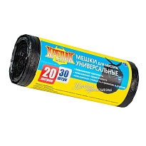 Мешки для мусора 20 л, черные, в рулоне 30 шт., ПНД, 10 мкм, 550х440 мм, Крепак, 4607075710092 в Апатитах
