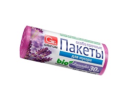 Мешки для мусора 30 л, ароматизированные, Лаванда, сиреневые, в рулоне 20 шт., ПНД, 9 мкм, 560х530 мм, GRIFON Aroma, 101-020 La в Апатитах