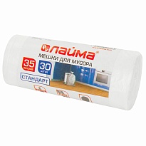 Мешки для мусора 35 л, белые, в рулоне 30 шт., ПНД, 6 мкм, 550х480 мм, LAIMA, 605538 в Апатитах