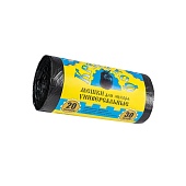 Мешки для мусора 20 л, с ушками, черные, в рулоне 30 шт., ПНД, 10 мкм, 550х440 мм, Крепакоф, 4607075710221
