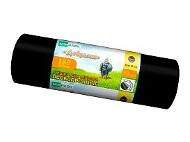 Мешки для мусора 180 л, ароматизированные, черные, в рулоне 10 шт., ПВД, 100 мкм, 1100х930 мм, Добрыня, Dob18010black в Апатитах